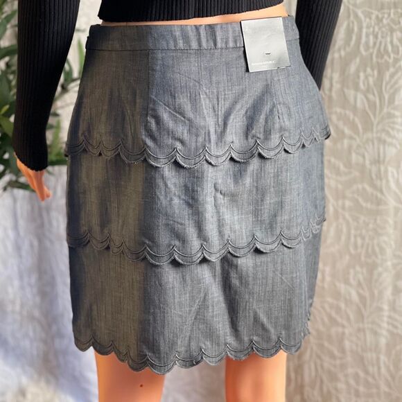 NWT Banana Republic Gray Scalloped Mini Pencil Skirt Office Siren Size 2 - Picture 4 of 6